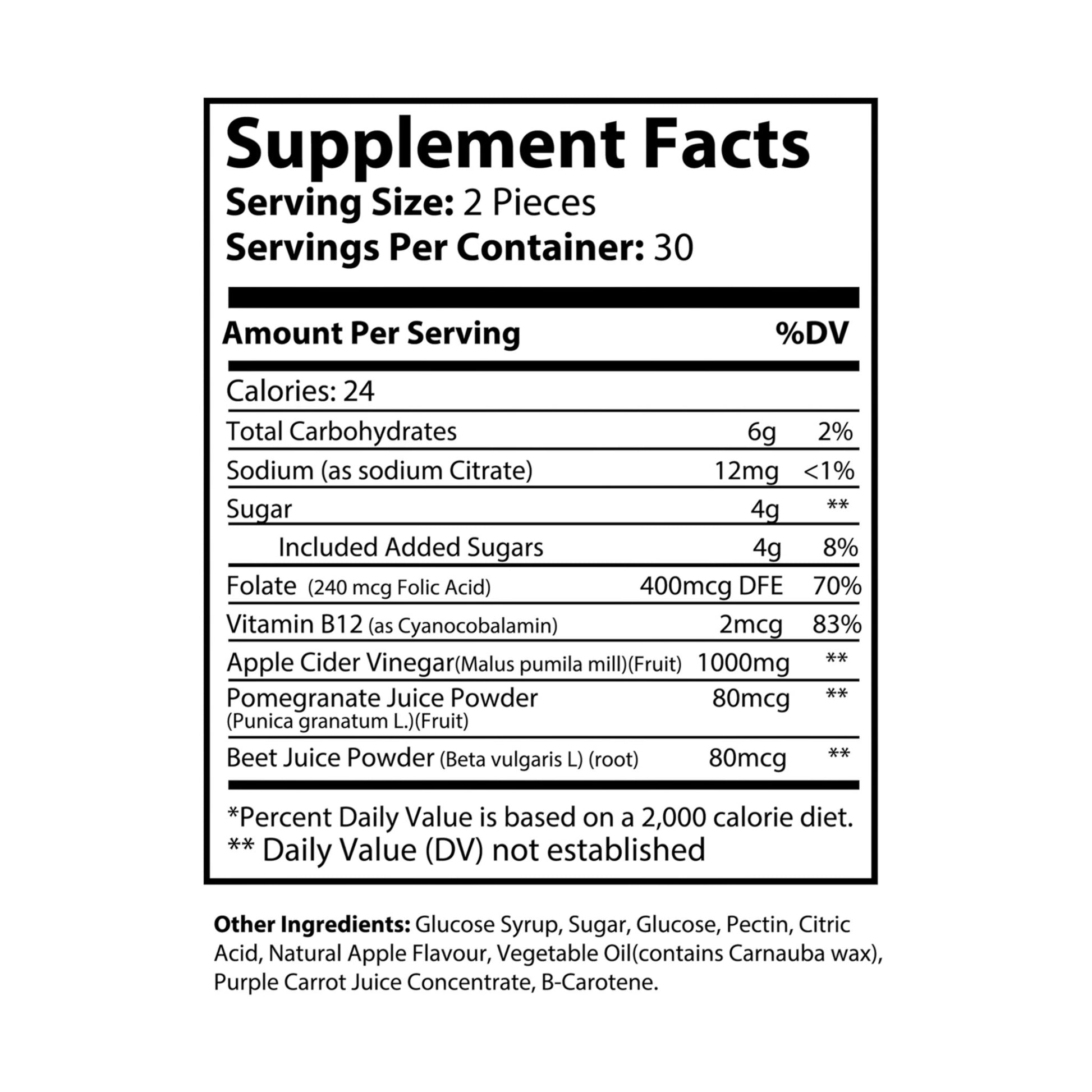 Explicit Energy Apple Cider Vinegar Gummies: Detox & Digestion (60 Count)