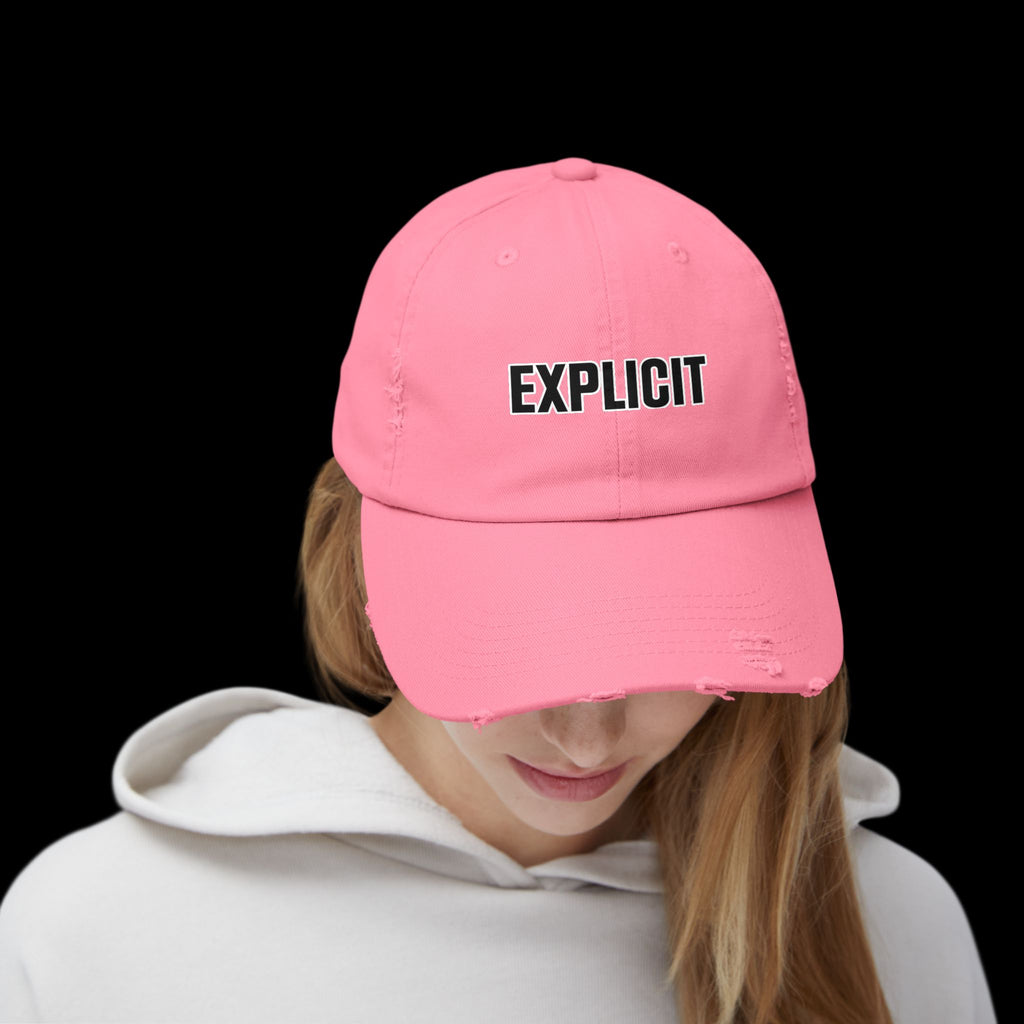 Explicit Distressed Cap: Unisex Casual Streetwear Hat