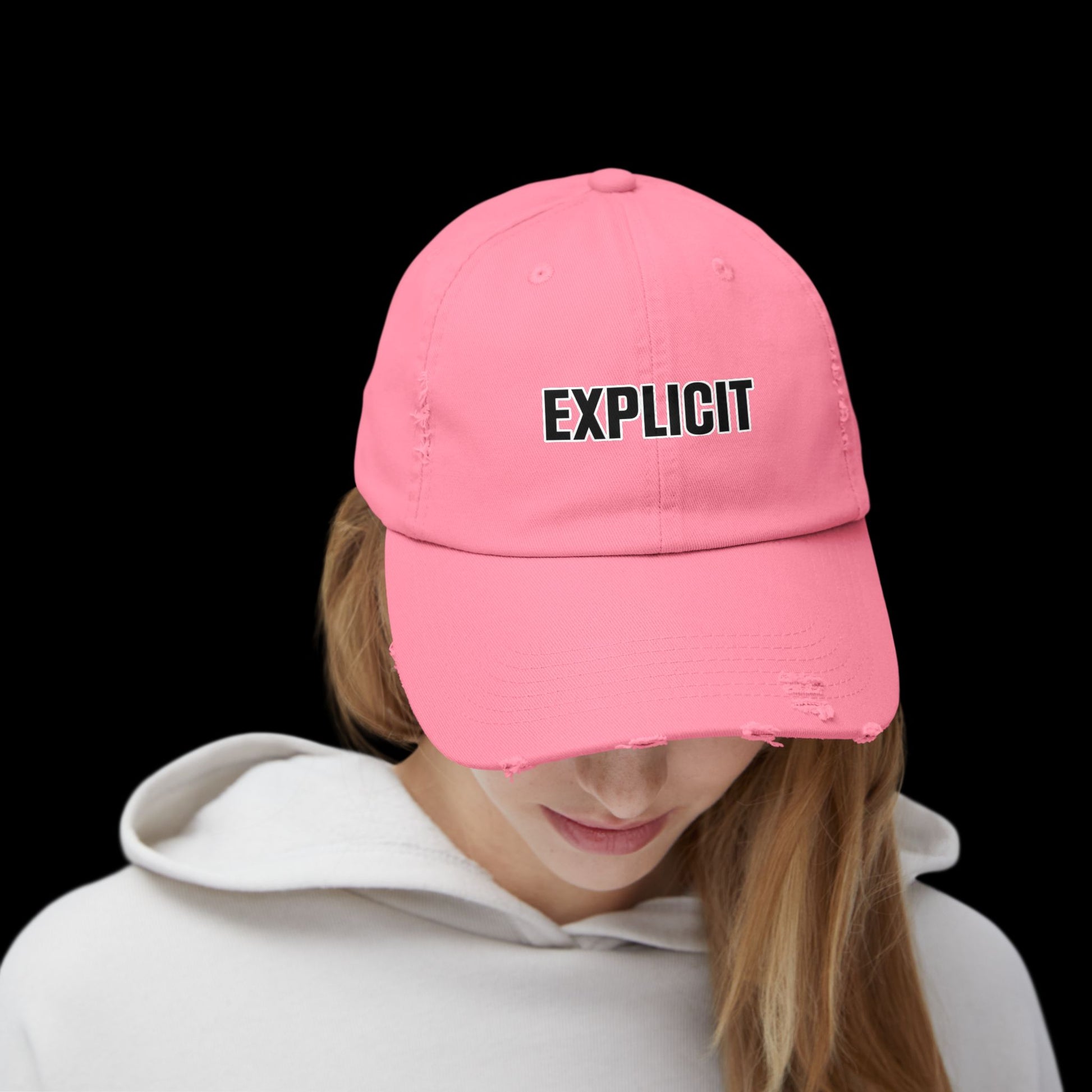 Explicit Distressed Cap: Unisex Casual Streetwear Hat