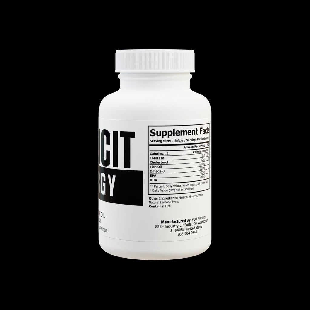 Explicit Energy Omega-3 Fish Oil: Exercise Recovery & Heart Health (60 Softgels)