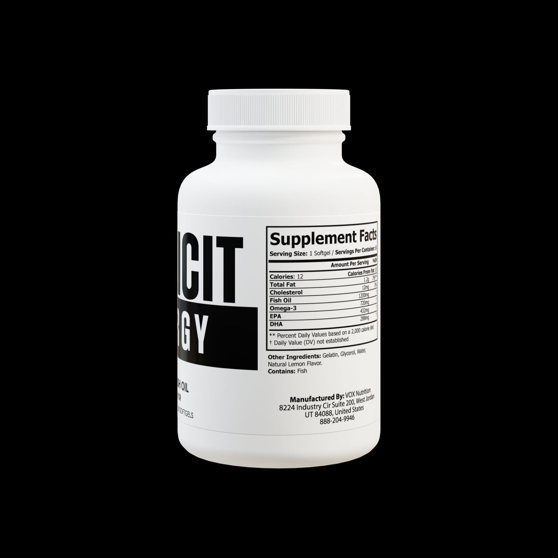 Explicit Energy Omega-3 Fish Oil: Exercise Recovery & Heart Health (60 Softgels)