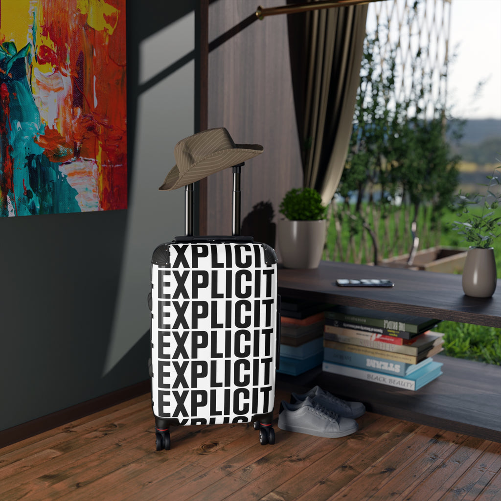 Explicit Suitcase: Vibrant Travel Luggage with "Explicit" Print & Lock