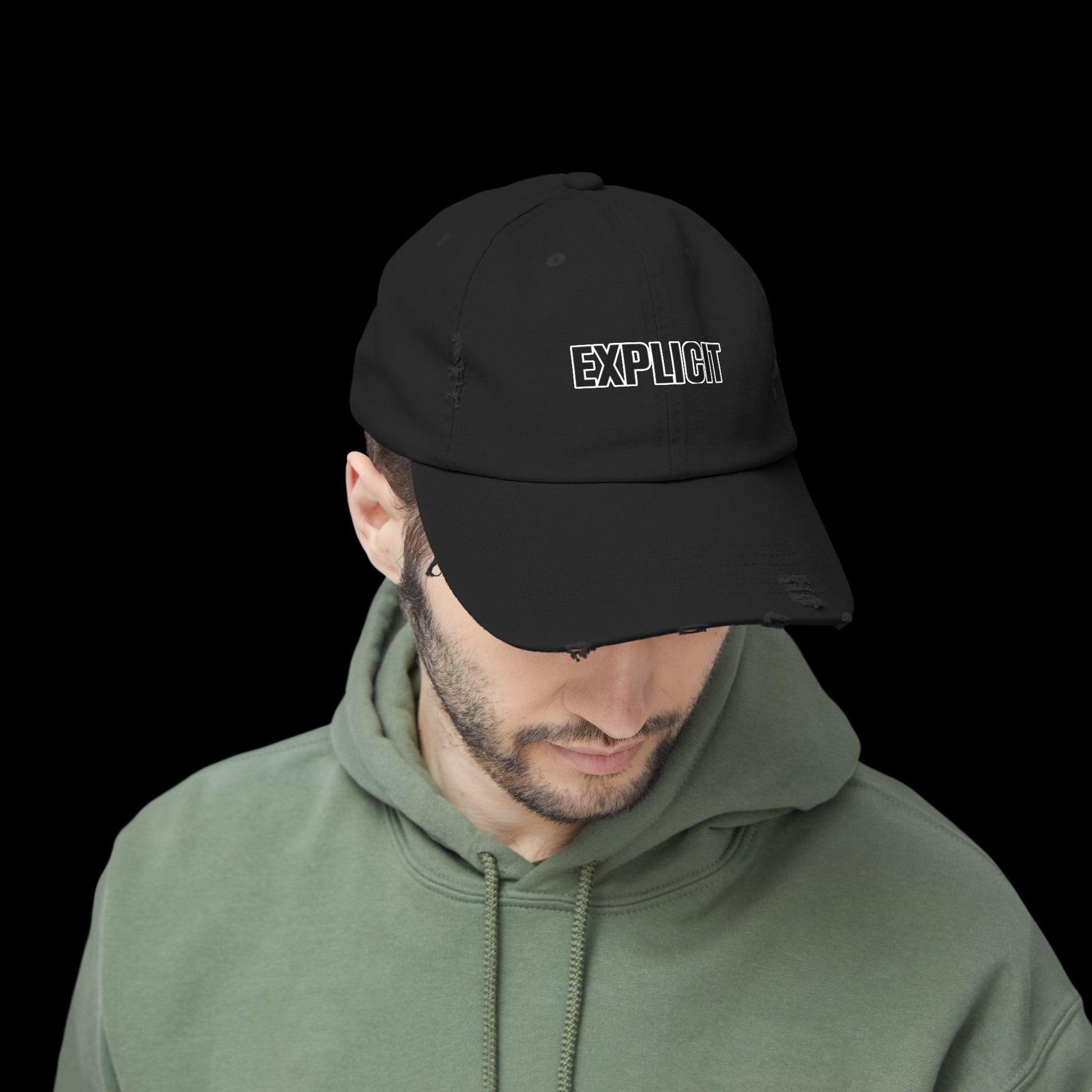 Explicit Distressed Cap: Unisex Casual Streetwear Hat