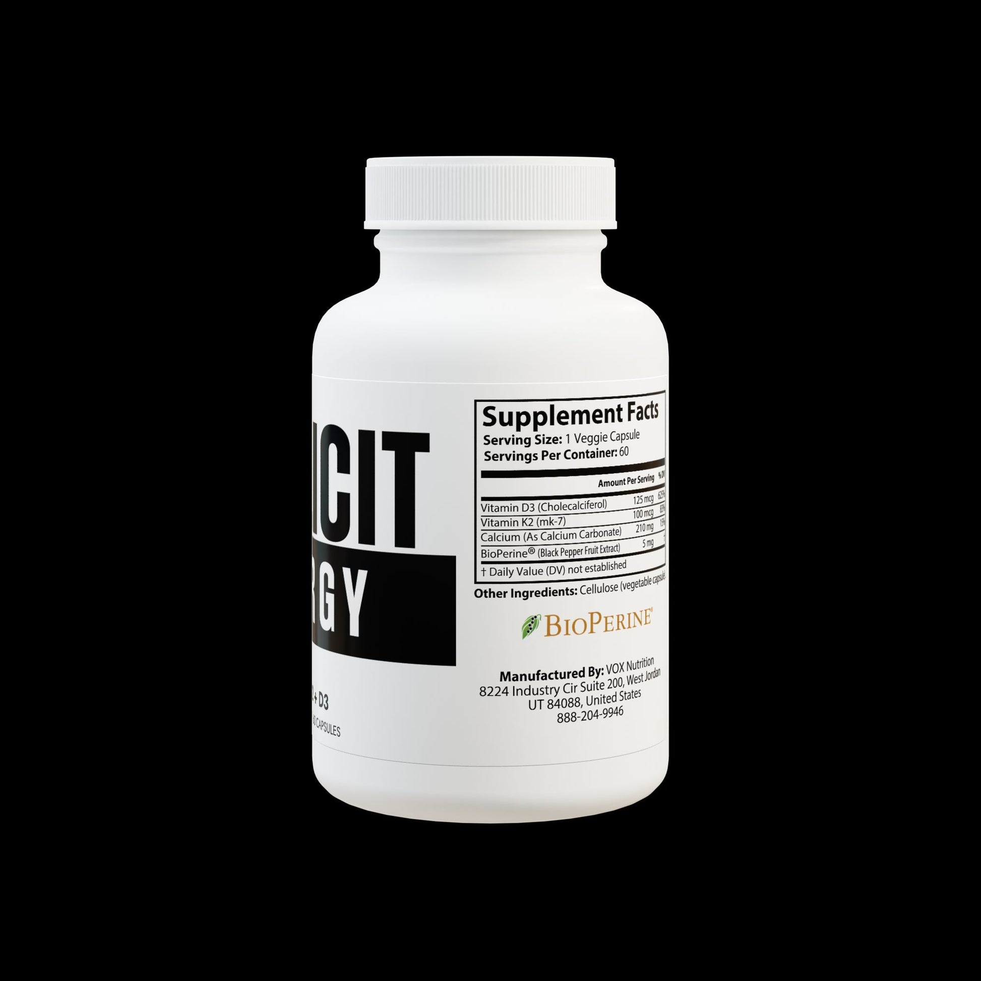Explicit Energy Vitamin K2 + D3 Supplement: Bone & Heart Health (60 Capsules)