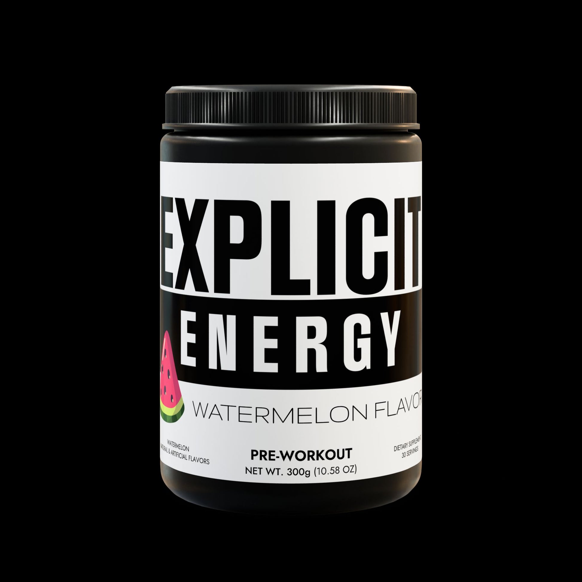 Explicit Energy Pre-Workout Supplement Watermelon: Performance, Pump & Energy (300g, 10.58oz)