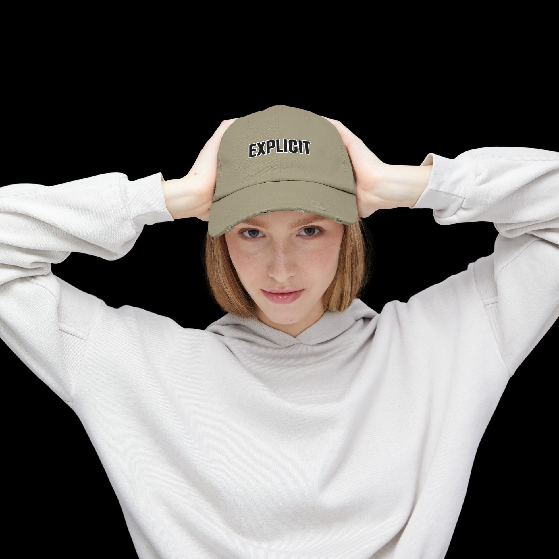 Explicit Distressed Cap: Unisex Casual Streetwear Hat