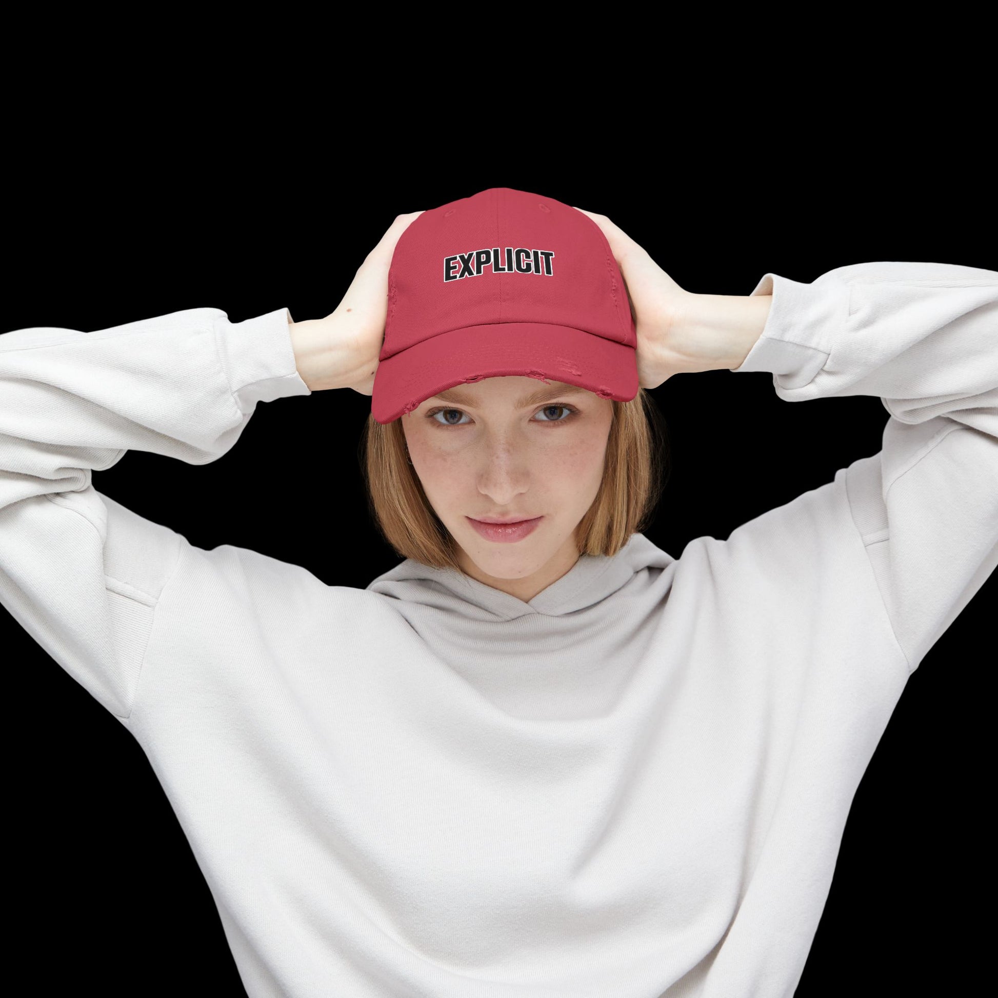 Explicit Distressed Cap: Unisex Casual Streetwear Hat