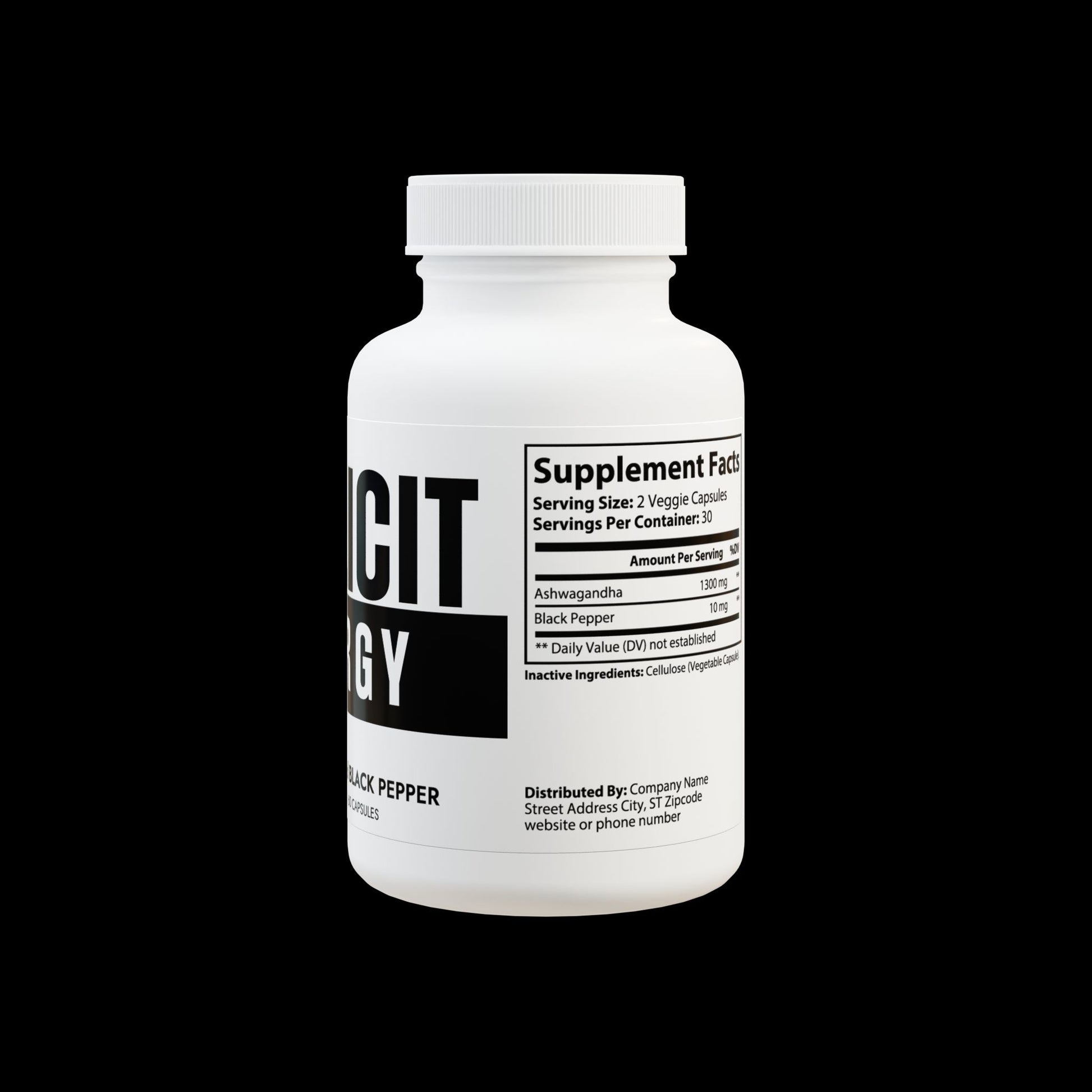Explicit Energy Ashwagandha & Black Pepper Supplement: Stress Relief & Vitality (60 Capsules)