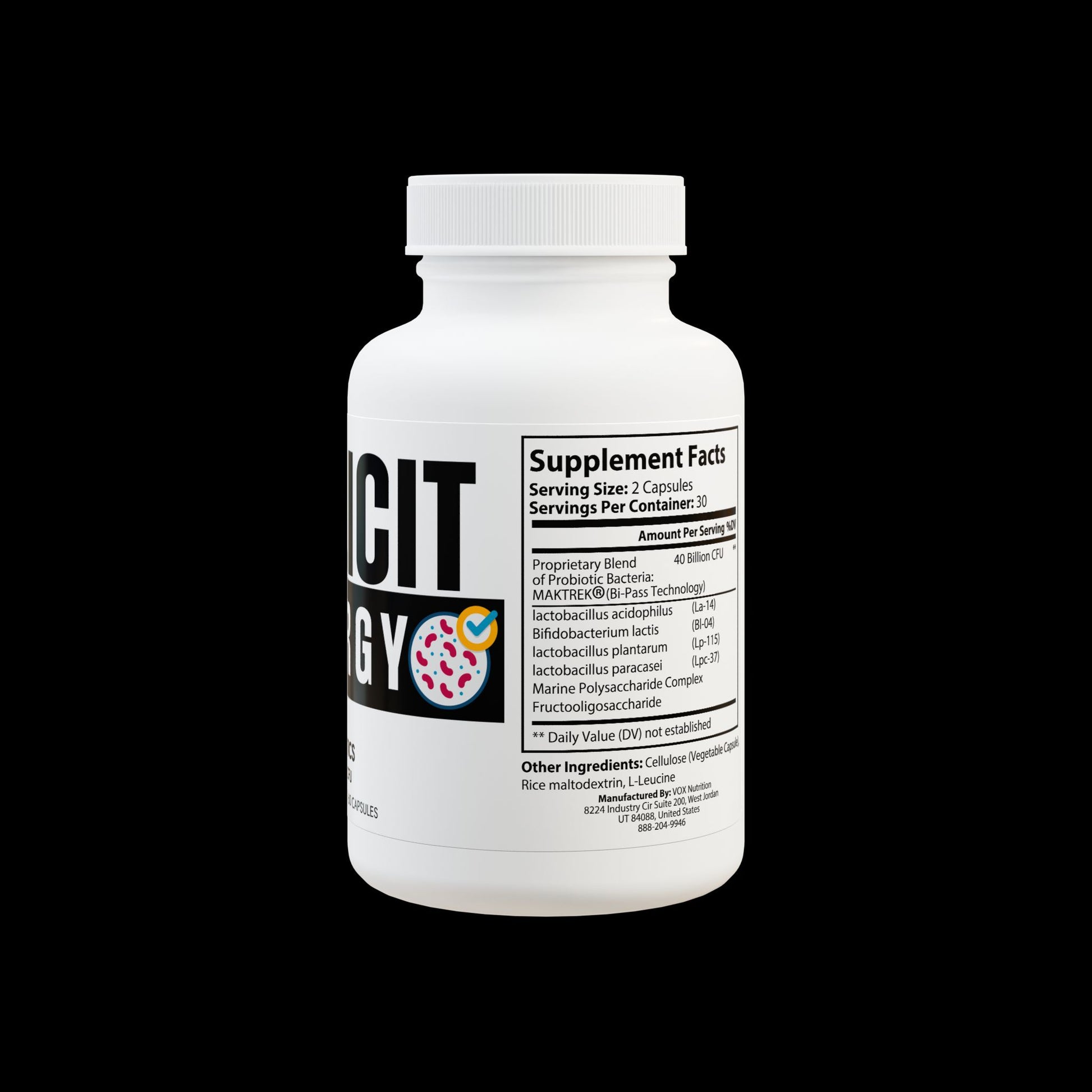 Explicit Energy Probiotics Supplement: Digestive & Immune Health (60 Capsules)
