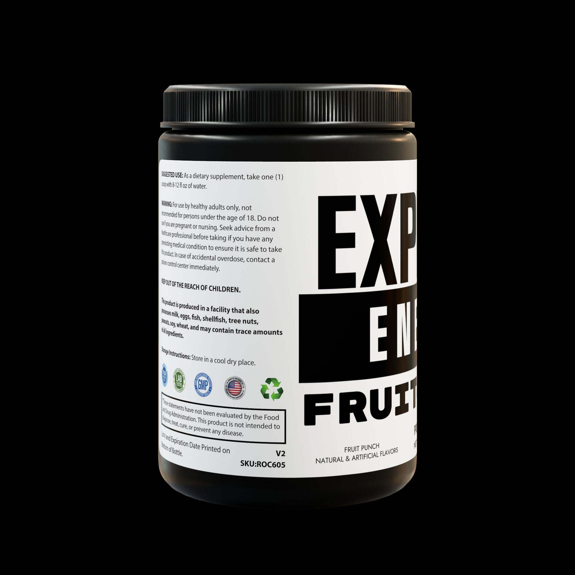 Explicit Energy Pre-Workout Supplement Fruit Punch: Performance, Pump & Energy (204g, 7.1oz)