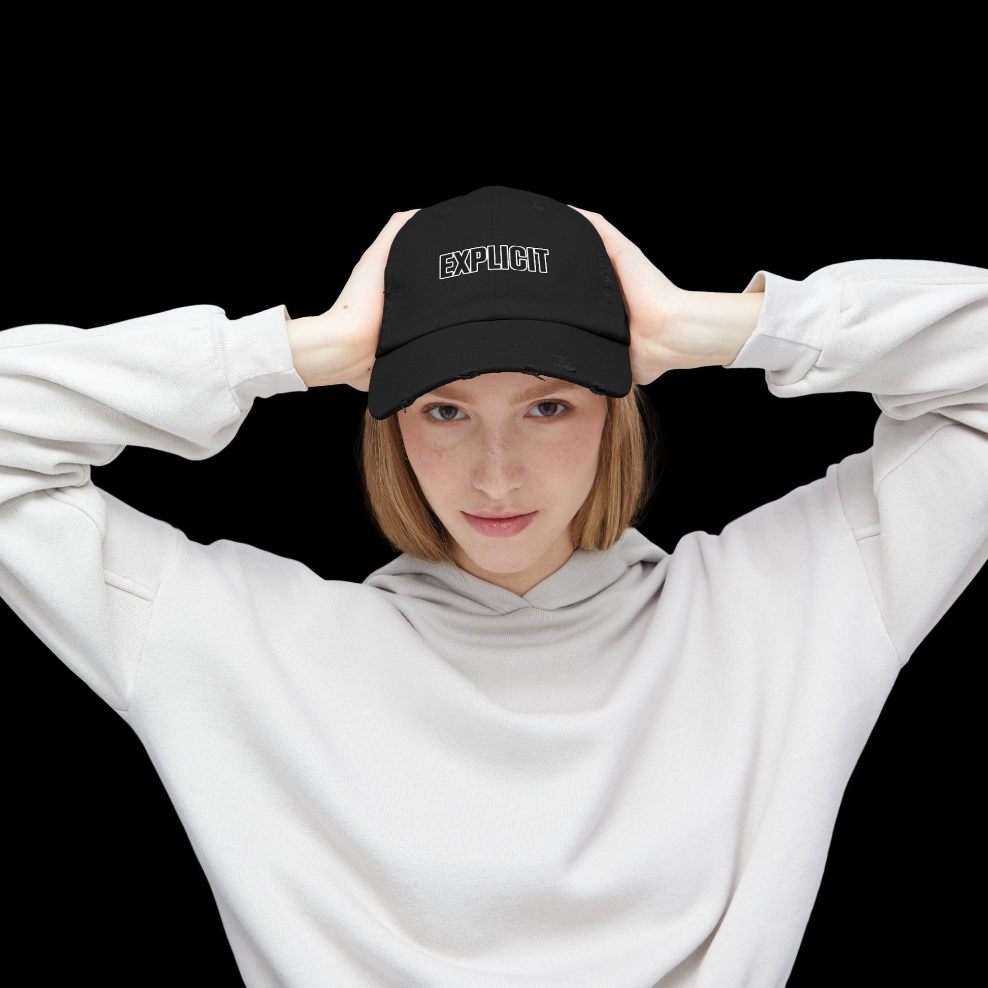 Explicit Distressed Cap: Unisex Casual Streetwear Hat