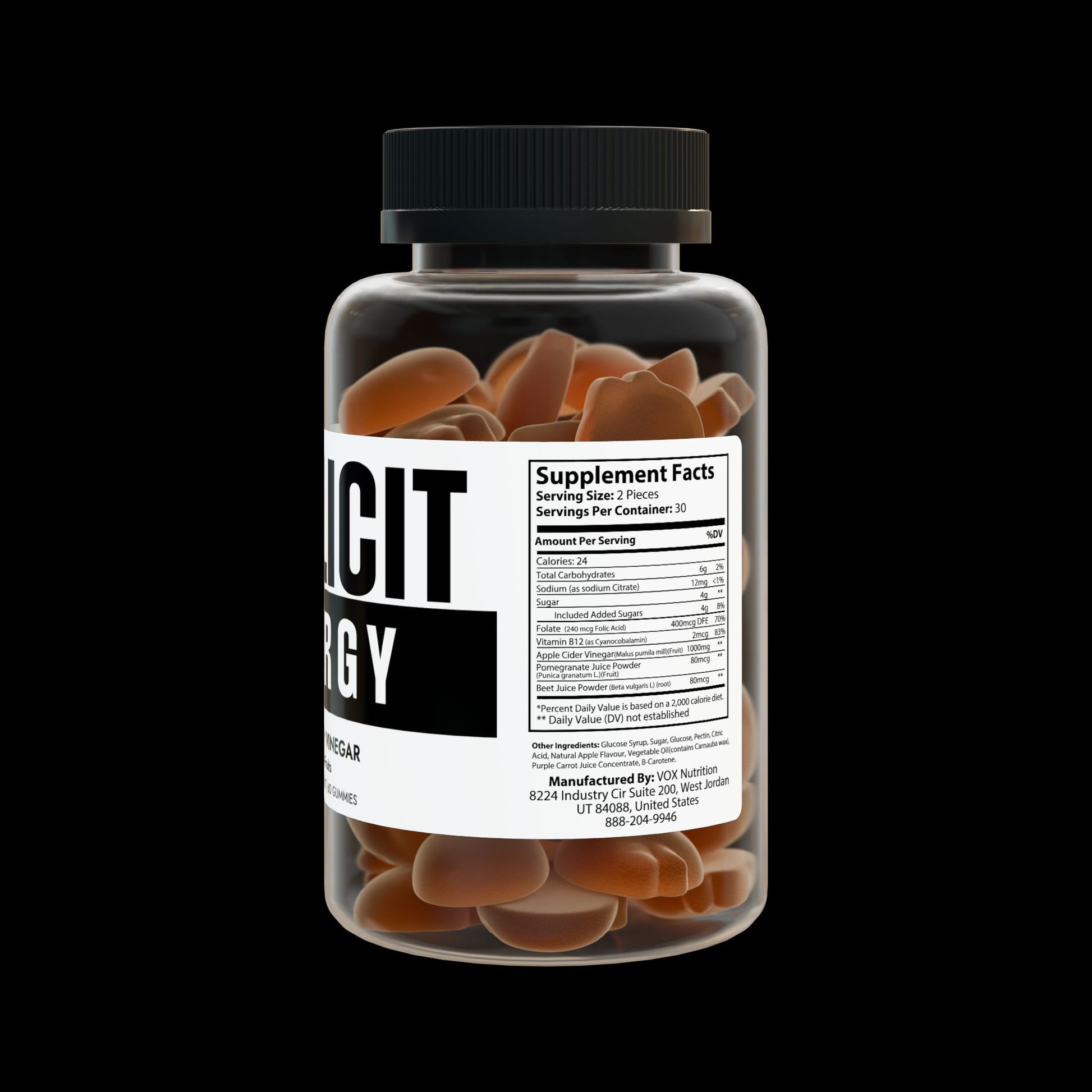 Explicit Energy Apple Cider Vinegar Gummies: Detox & Digestion (60 Count)