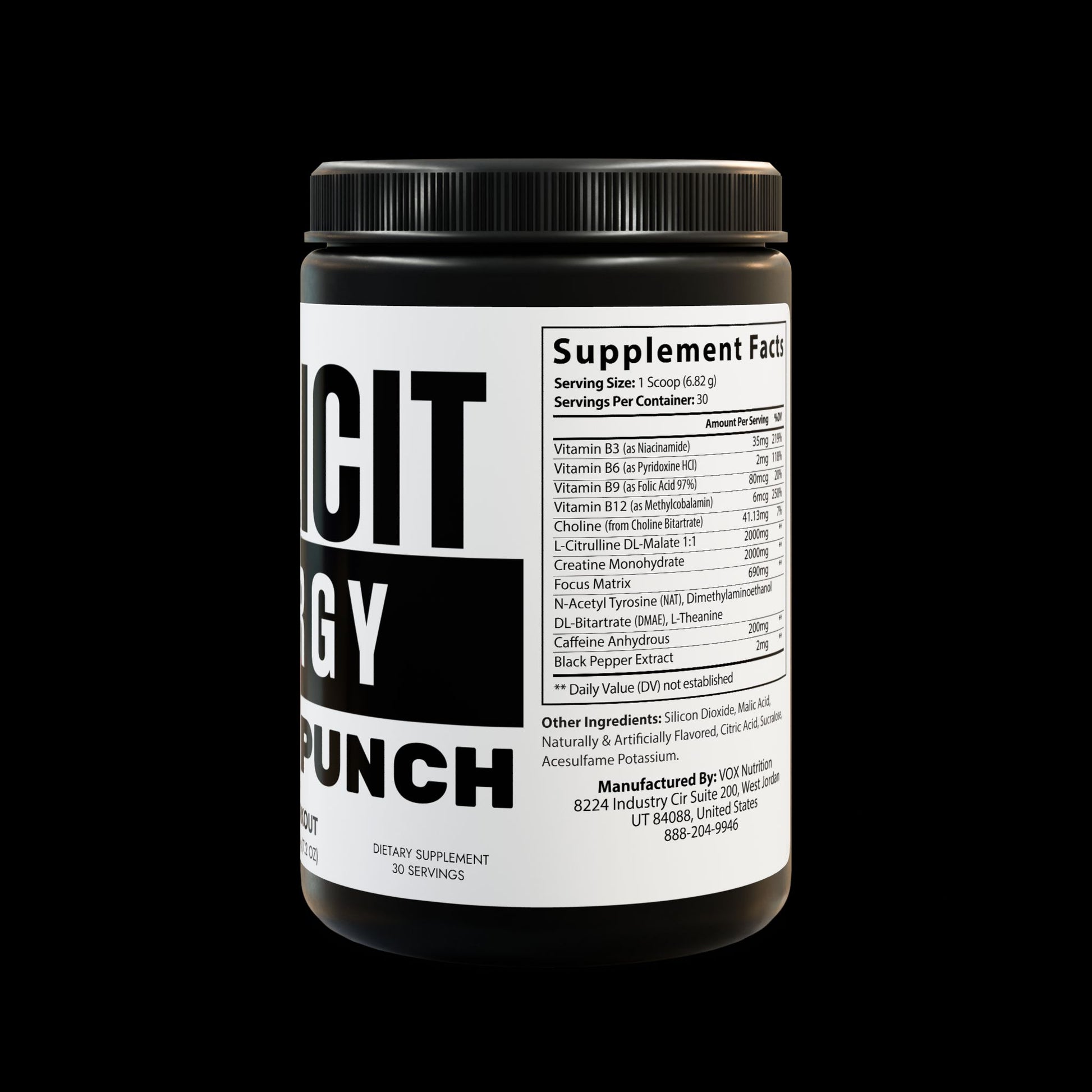 Explicit Energy Pre-Workout Supplement Fruit Punch: Performance, Pump & Energy (204g, 7.1oz)