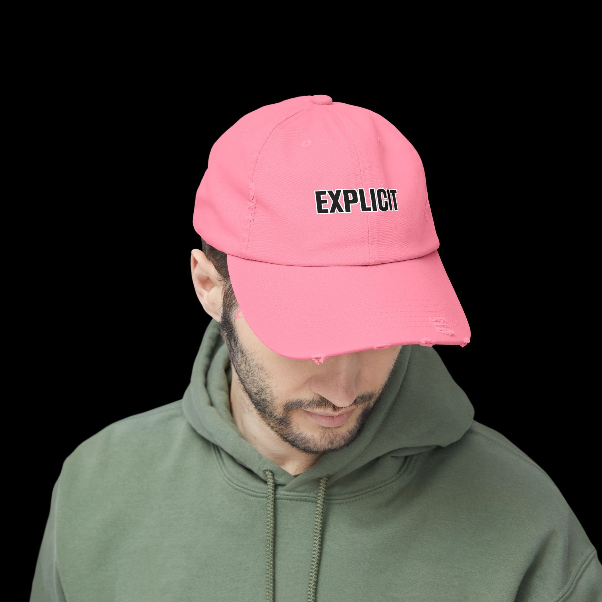 Explicit Distressed Cap: Unisex Casual Streetwear Hat