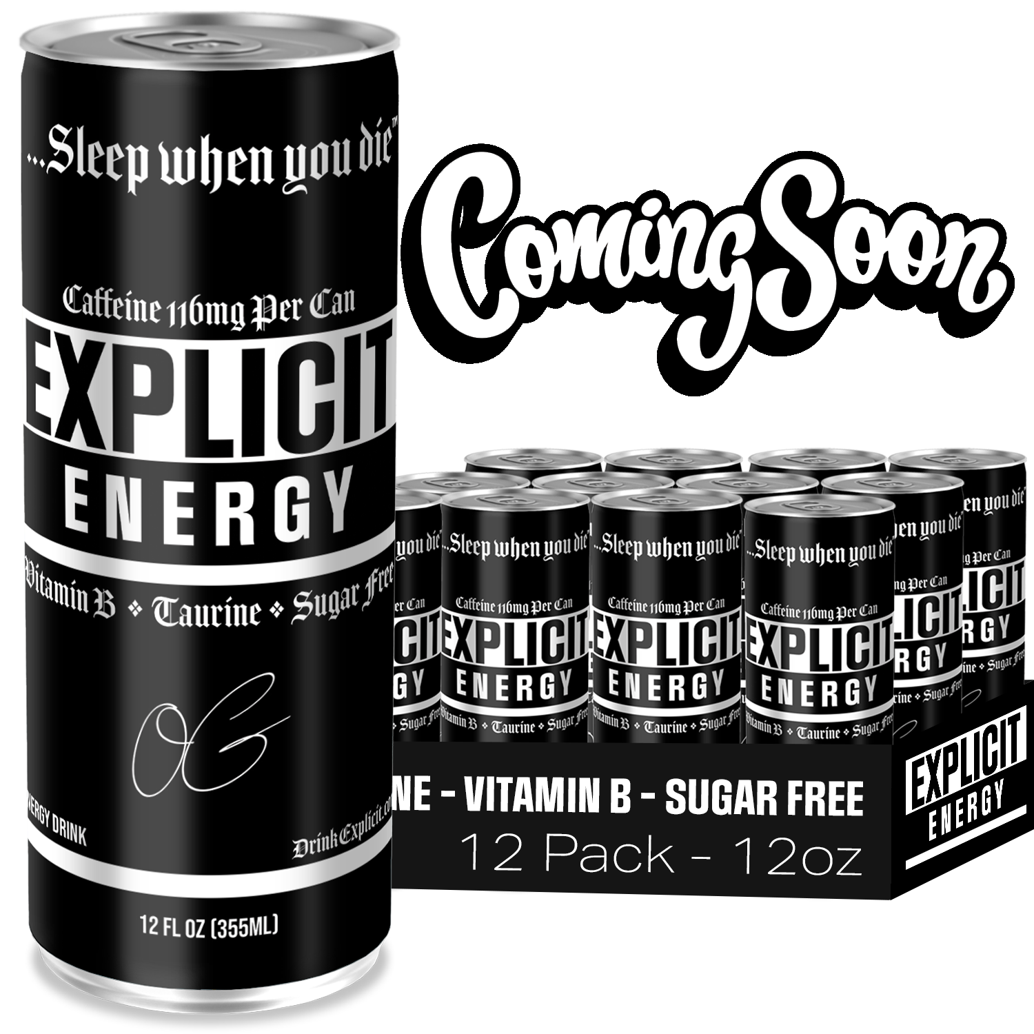 Explicit Energy Zero Sugar Energy Drink, OG Flavor, 116mg Caffeine, Taurine & B Vitamins, 12 Fl Oz Cans, 12-Pack